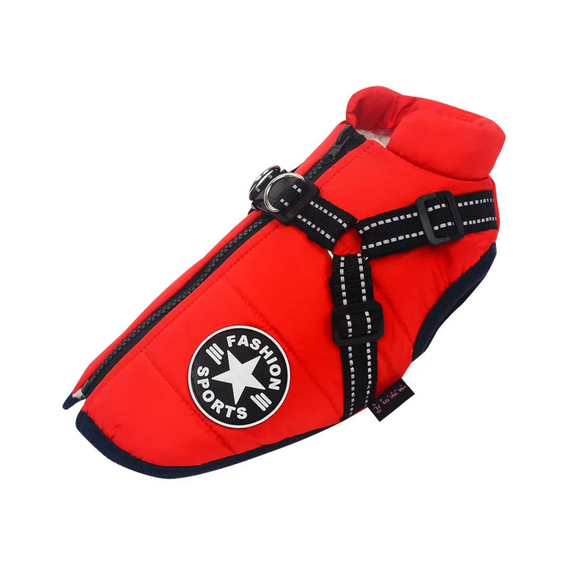 Waterproof Winter Dog Jacket with Harness - Warm & Reflective Coat