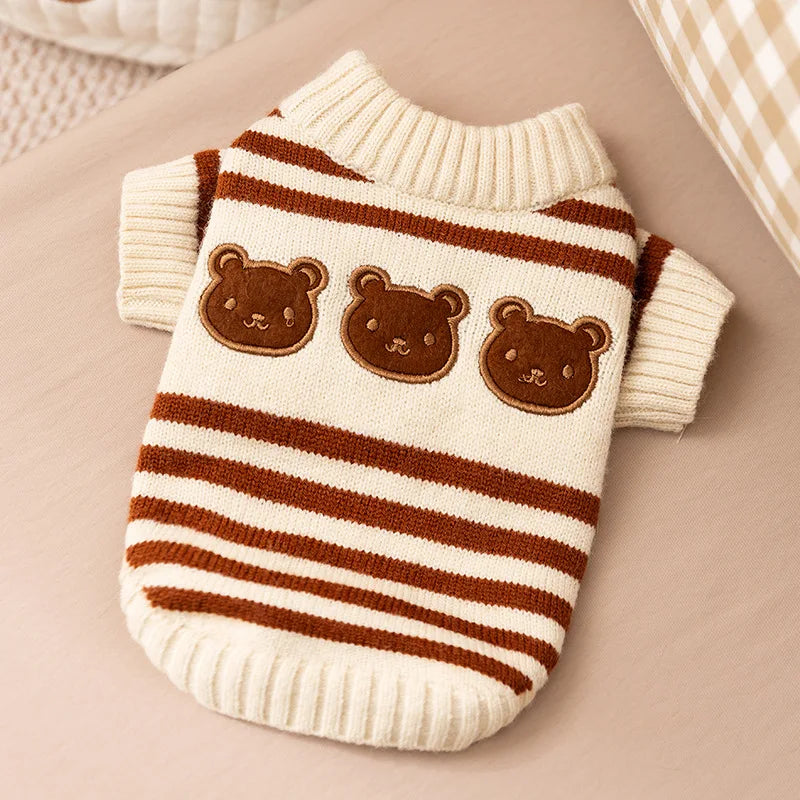 Warm Knitted Bear Print Sweater for Small Dogs - Chihuahua & Yorkie