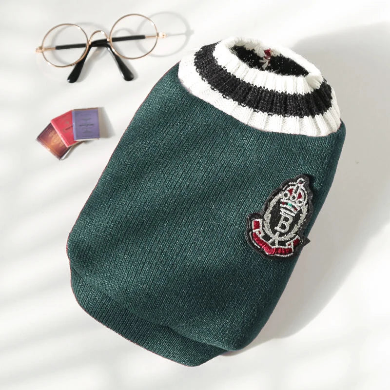 Cozy College Style V-Neck Sweater for Small Dogs & Cats