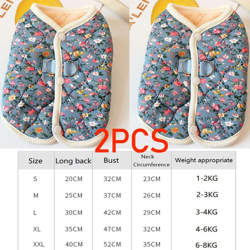 Floral Fleece Puppy Vest – Luxury Winter Jacket for Small Dogs
