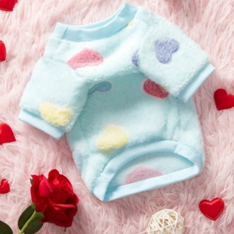 Cozy Heart Print Flannel Vest for Small Dogs - Warm & Stylish Puppy Coat
