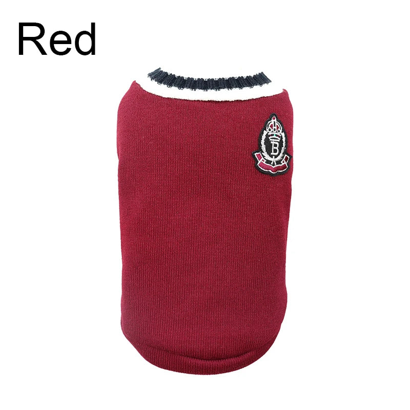 Cozy College Style V-Neck Sweater for Small Dogs & Cats