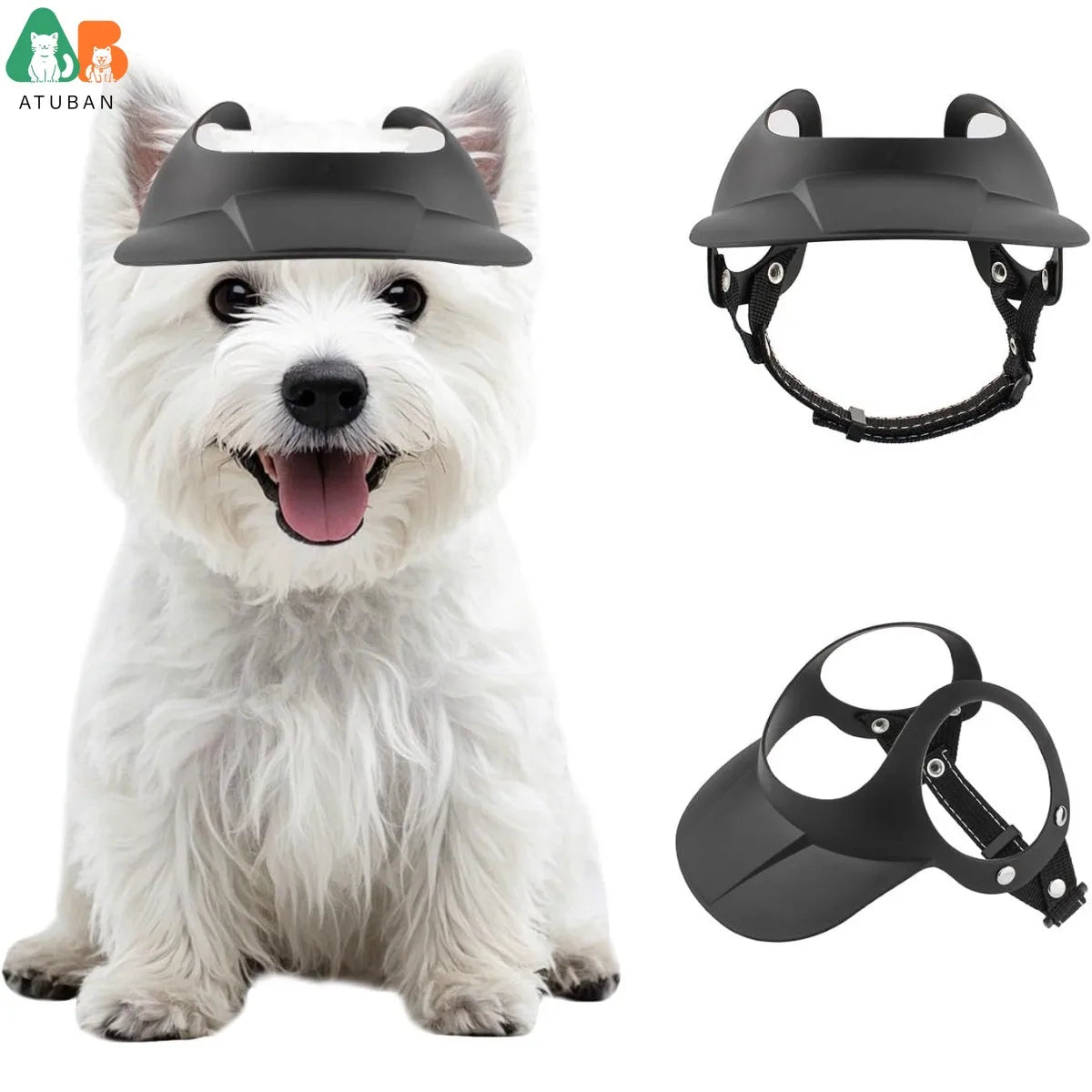 ATUBAN Adjustable Dog Visor Hat with Ear Holes for Sun Protection