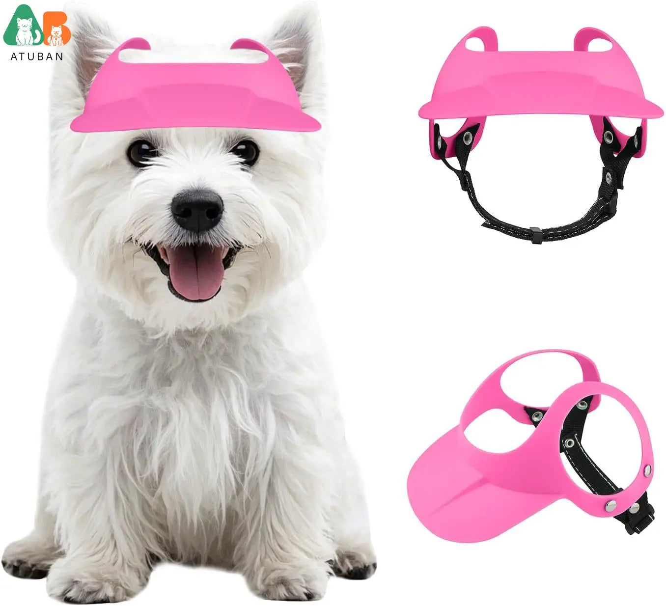 ATUBAN Adjustable Dog Visor Hat with Ear Holes for Sun Protection