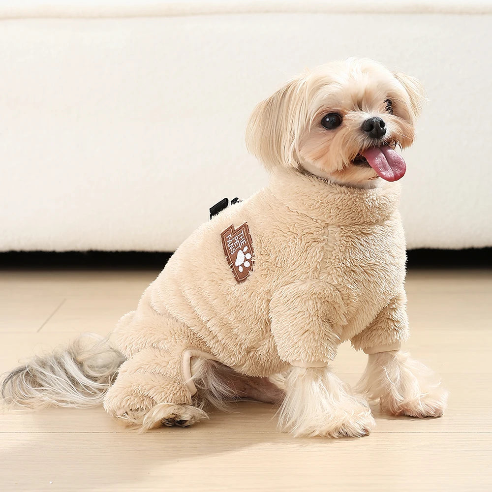 Cozy Fleece Dog Winter Coat with D-Ring & Zipper - Snug Fit for Small Dogs
