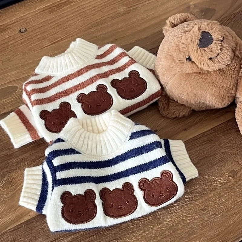 Warm Knitted Bear Print Sweater for Small Dogs - Chihuahua & Yorkie