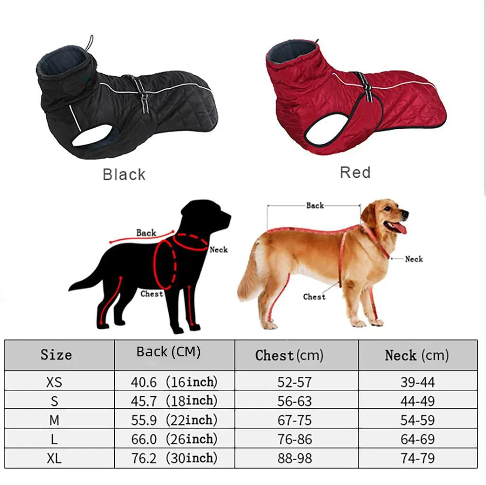 Waterproof Reflective Dog Jacket - Warm Winter Coat for Large Breeds