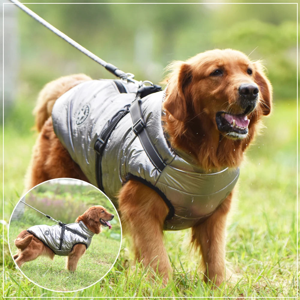 Waterproof Winter Dog Jacket with Harness - Warm & Reflective Coat