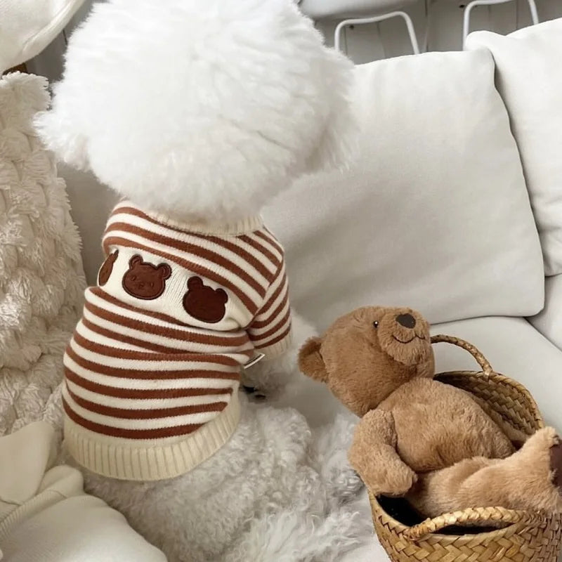 Warm Knitted Bear Print Sweater for Small Dogs - Chihuahua & Yorkie
