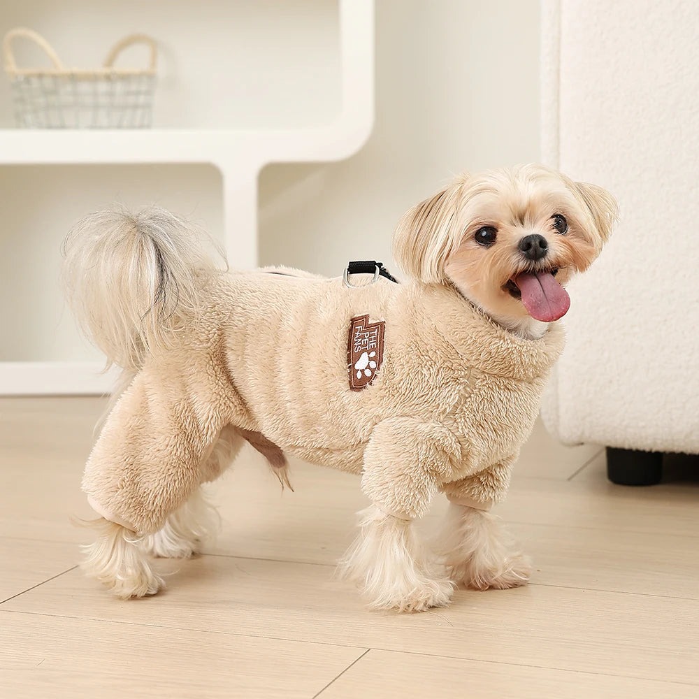 Cozy Fleece Dog Winter Coat with D-Ring & Zipper - Snug Fit for Small Dogs