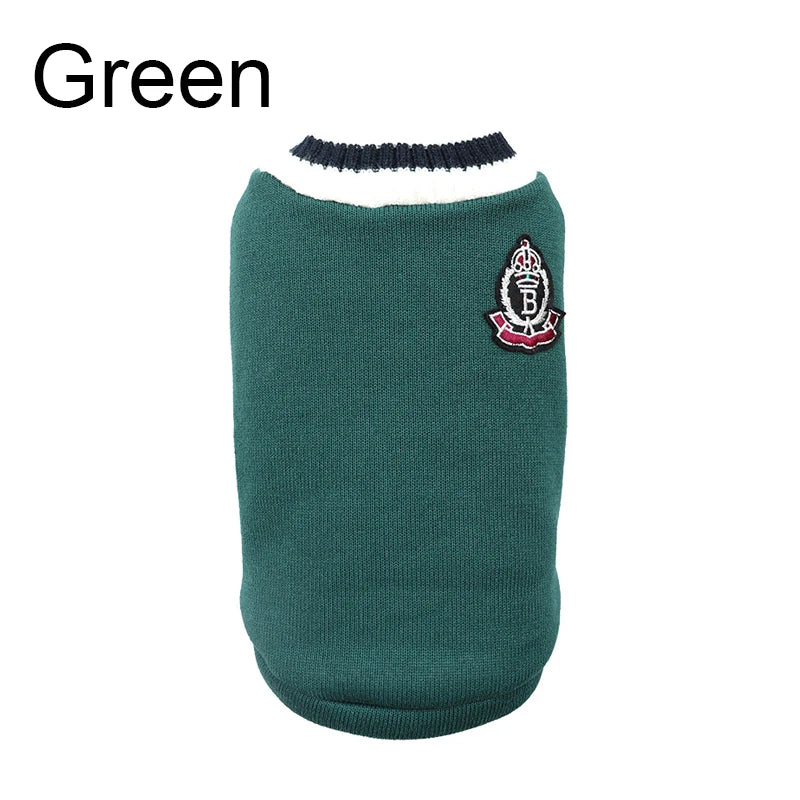 Cozy College Style V-Neck Sweater for Small Dogs & Cats