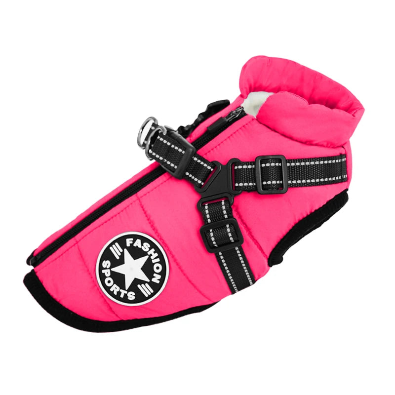 Waterproof Winter Dog Jacket with Harness - Warm & Reflective Coat
