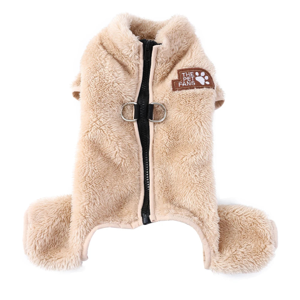 Cozy Fleece Dog Winter Coat with D-Ring & Zipper - Snug Fit for Small Dogs