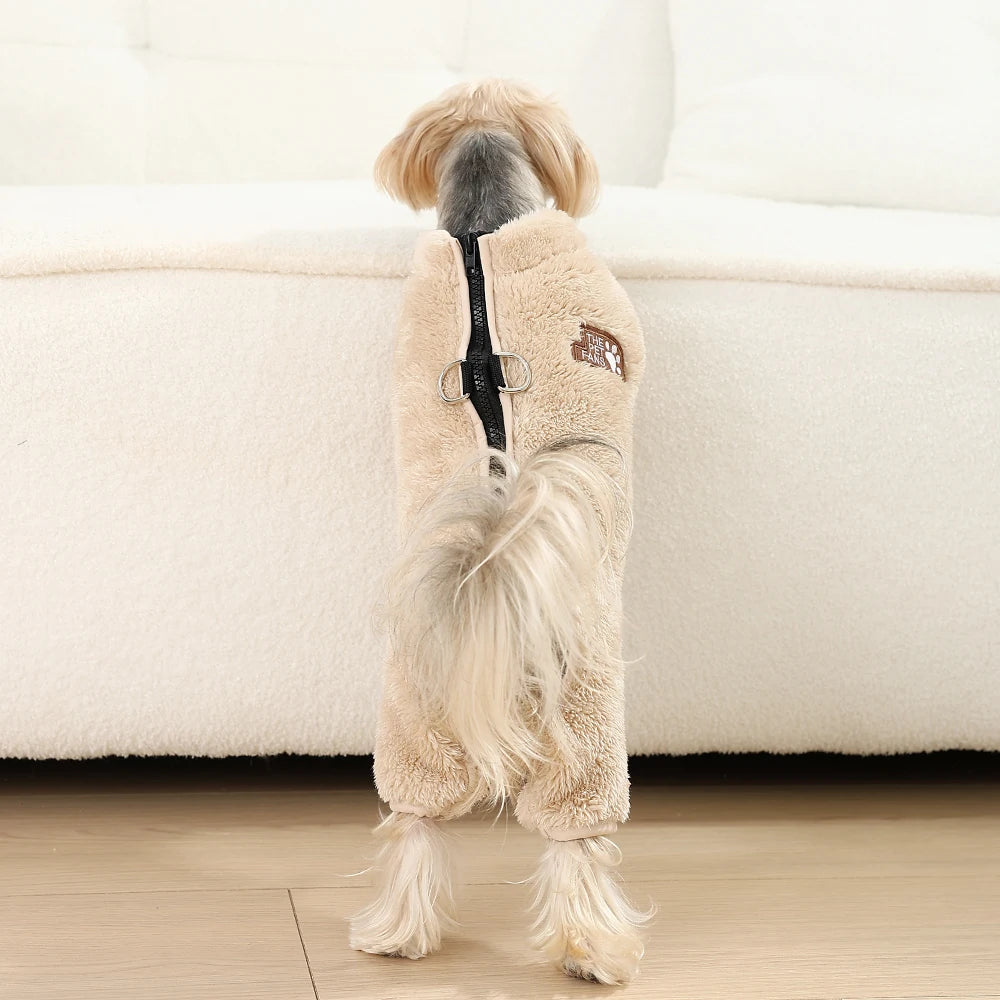 Cozy Fleece Dog Winter Coat with D-Ring & Zipper - Snug Fit for Small Dogs