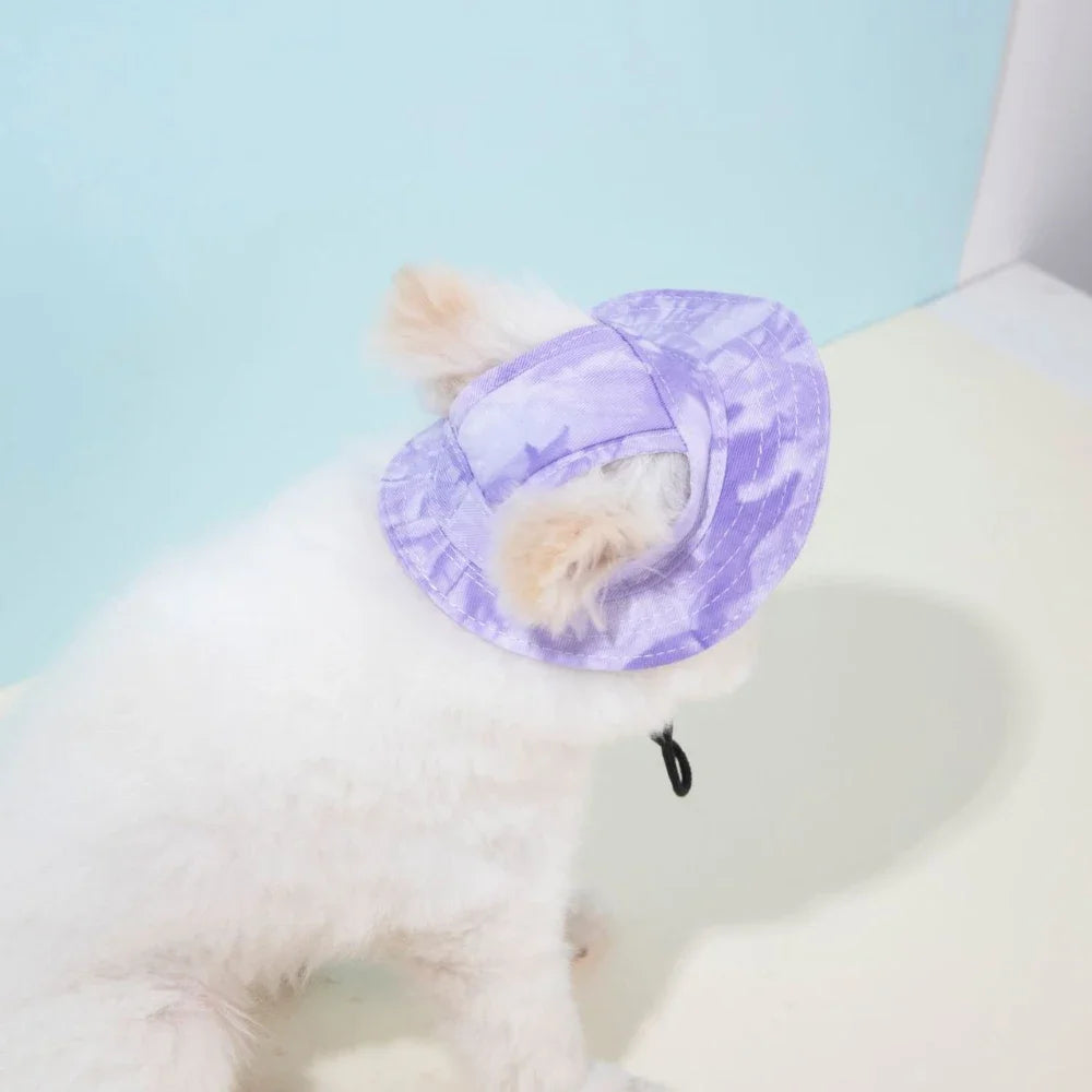 Adjustable Cotton Sun Hat for Dogs & Cats - Ear Holes for Comfort