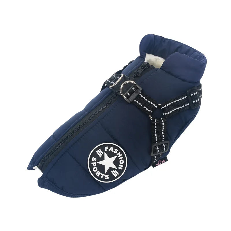 Waterproof Winter Dog Jacket with Harness - Warm & Reflective Coat