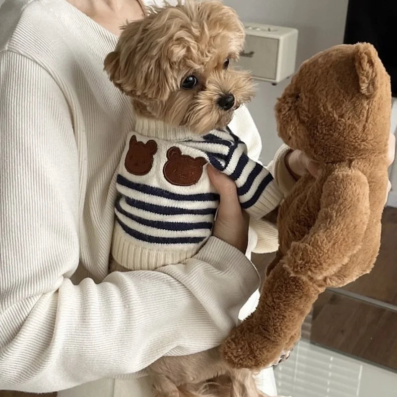 Warm Knitted Bear Print Sweater for Small Dogs - Chihuahua & Yorkie
