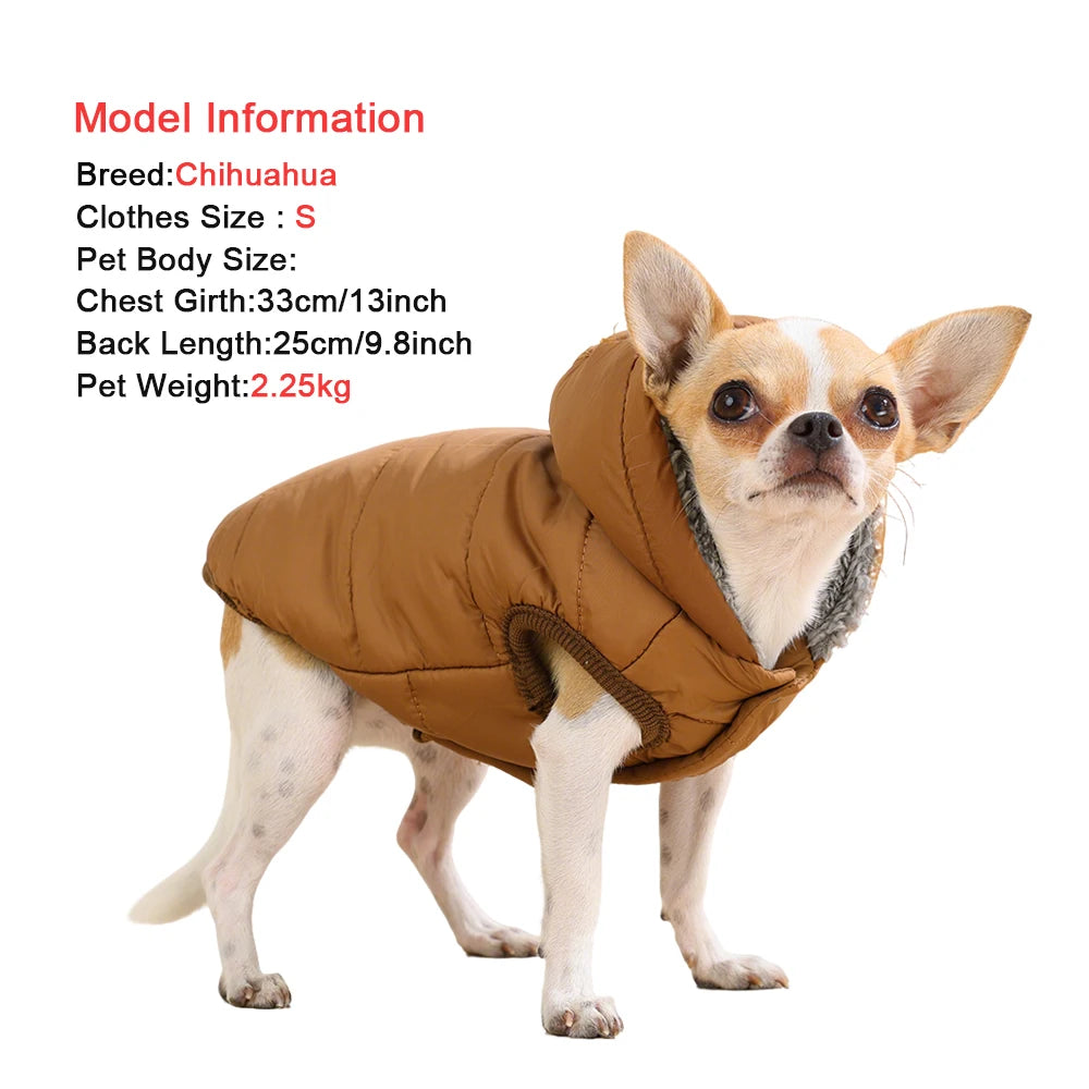Cozy Fleece Dog Hoodie Coat with D-Ring for Small & Medium Pets