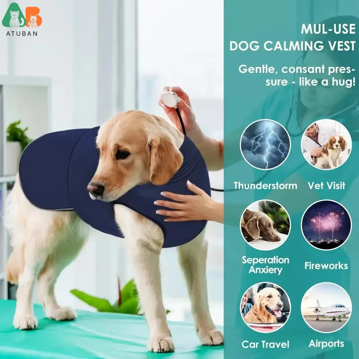 CalmPaws Anxiety Jacket with Hoodie – Large Dog Calming Vest