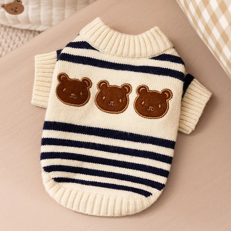 Warm Knitted Bear Print Sweater for Small Dogs - Chihuahua & Yorkie