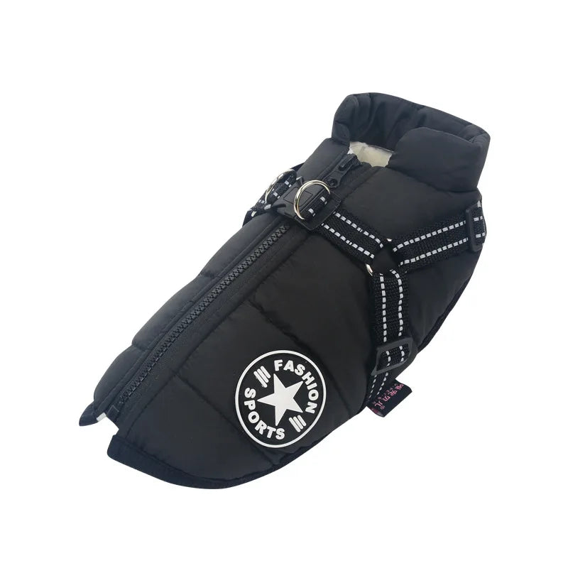 Waterproof Winter Dog Jacket with Harness - Warm & Reflective Coat