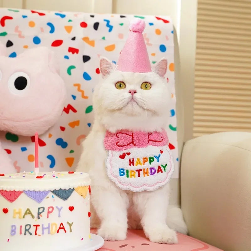 Charming Birthday Hat & Bandana Set for Dogs & Cats