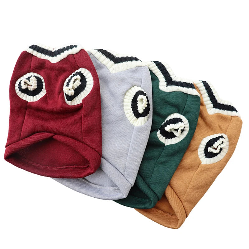 Cozy College Style V-Neck Sweater for Small Dogs & Cats