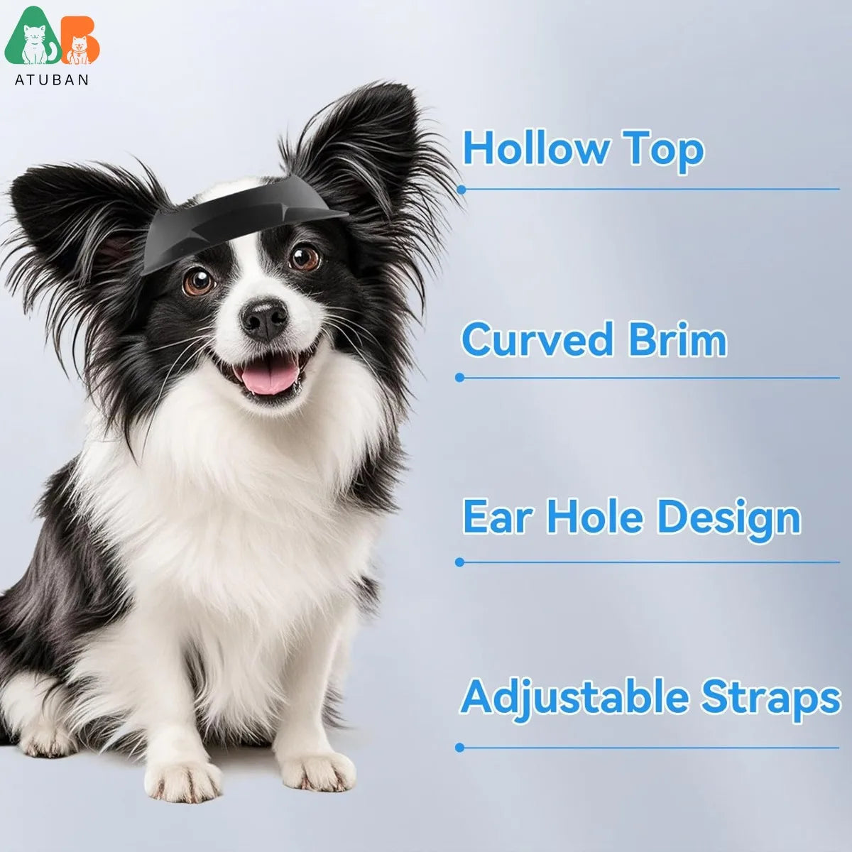 ATUBAN Adjustable Dog Visor Hat with Ear Holes for Sun Protection