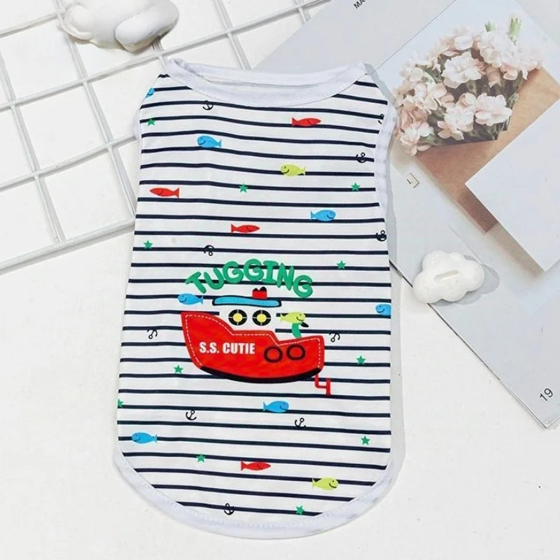 Cooling Summer Pet Vest - Breathable Cartoon Shirt for Small to Large Dogs