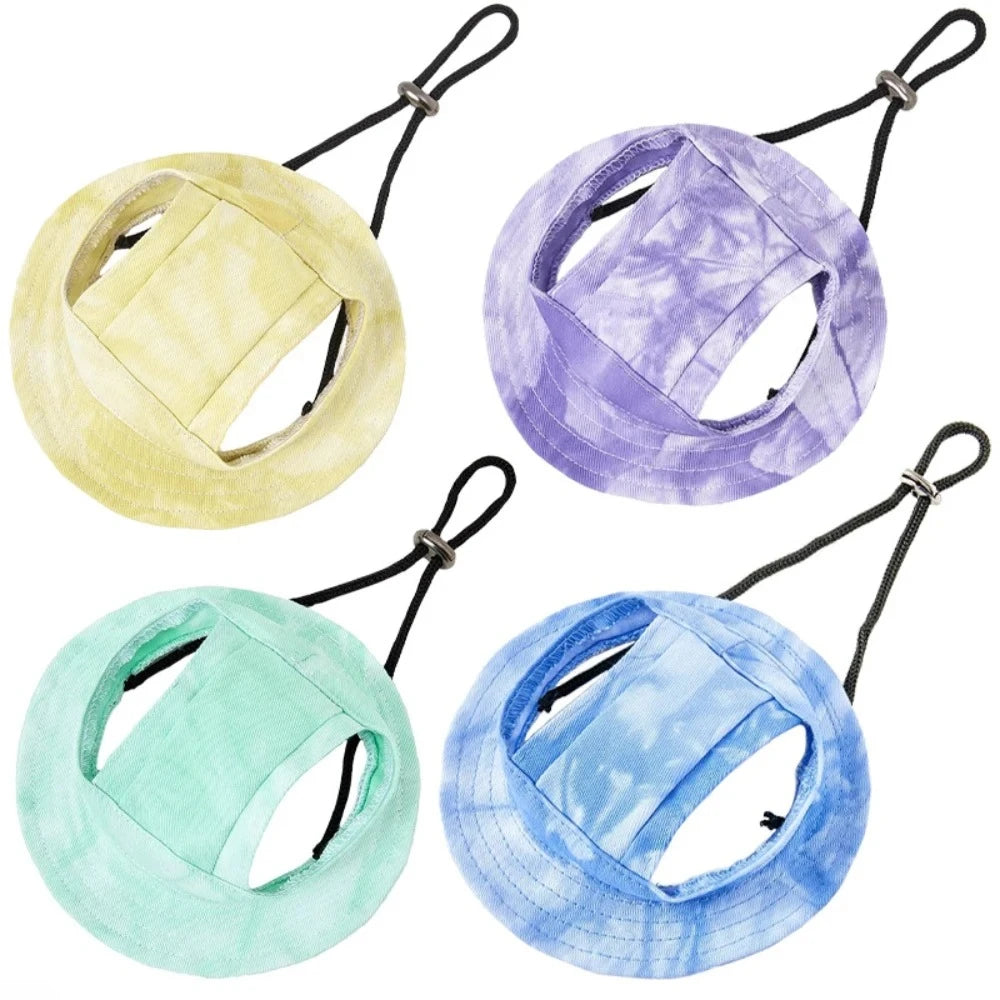 Adjustable Cotton Sun Hat for Dogs & Cats - Ear Holes for Comfort