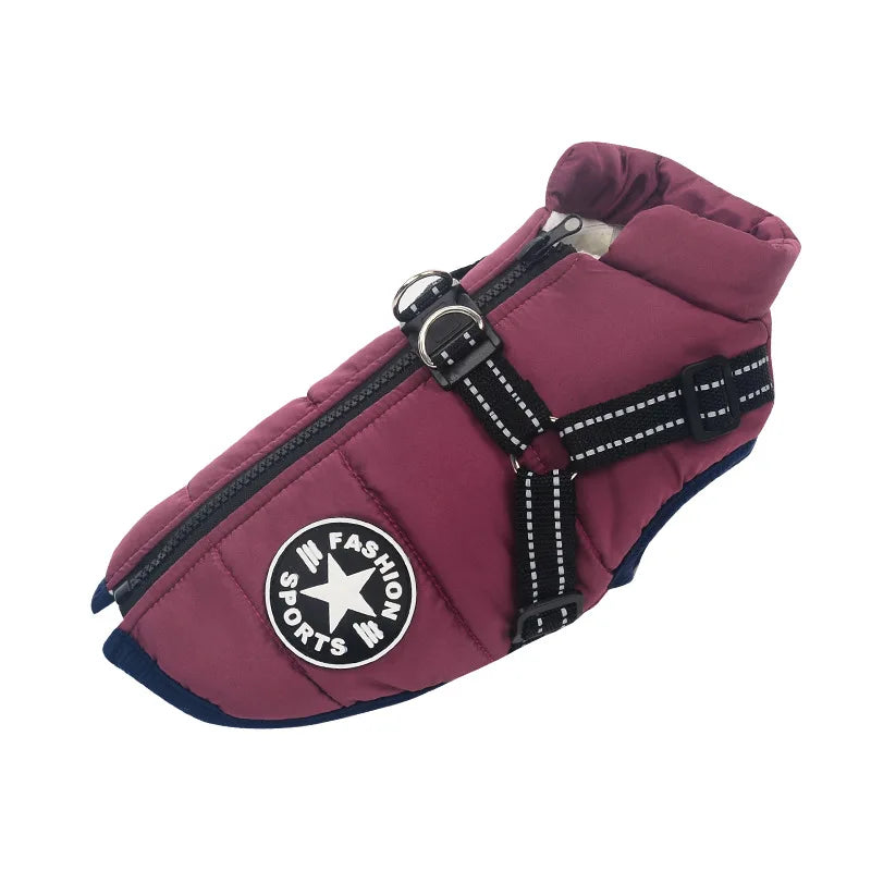 Waterproof Winter Dog Jacket with Harness - Warm & Reflective Coat