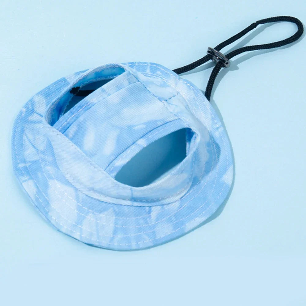 Adjustable Cotton Sun Hat for Dogs & Cats - Ear Holes for Comfort