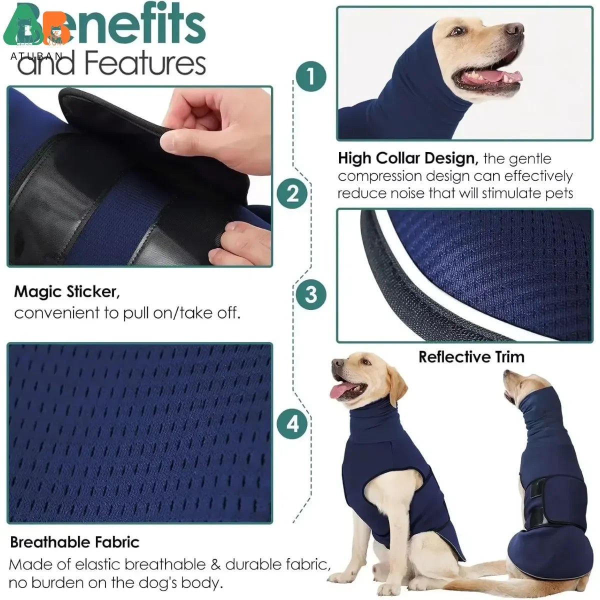 CalmPaws Anxiety Jacket with Hoodie – Large Dog Calming Vest