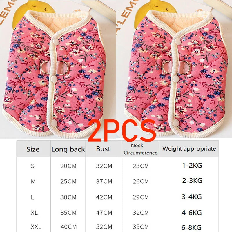 Floral Fleece Puppy Vest – Luxury Winter Jacket for Small Dogs