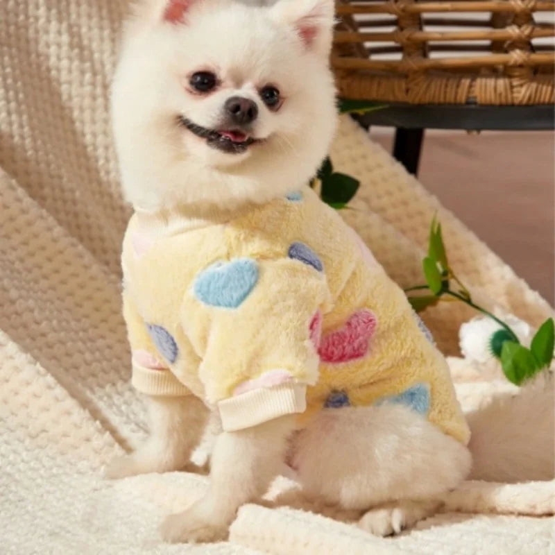 Cozy Heart Print Flannel Vest for Small Dogs - Warm & Stylish Puppy Coat