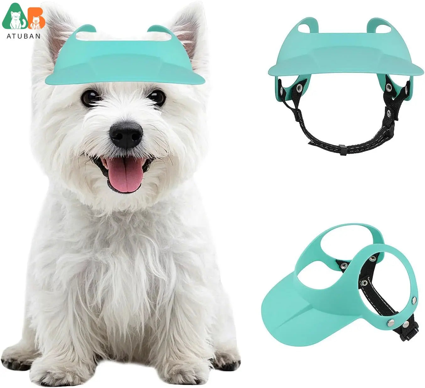 ATUBAN Adjustable Dog Visor Hat with Ear Holes for Sun Protection