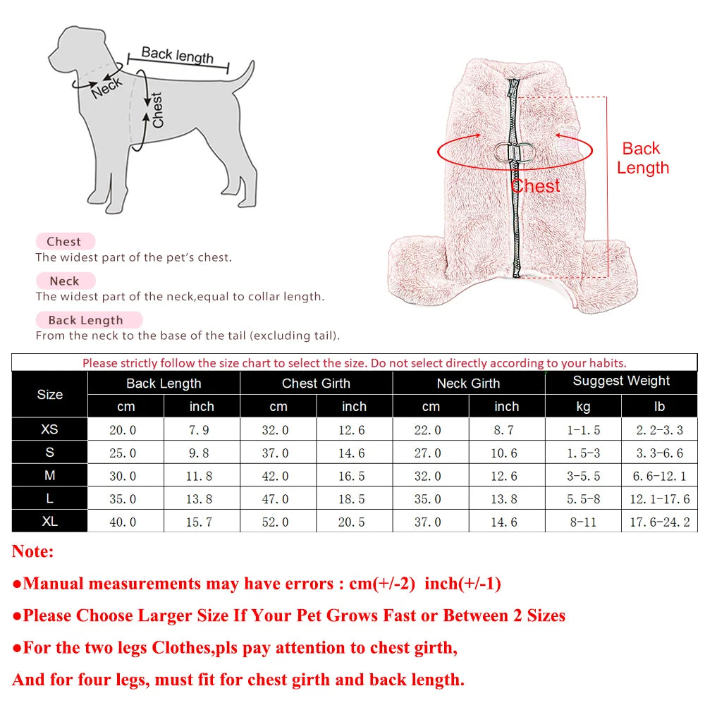 Cozy Fleece Dog Winter Coat with D-Ring & Zipper - Snug Fit for Small Dogs