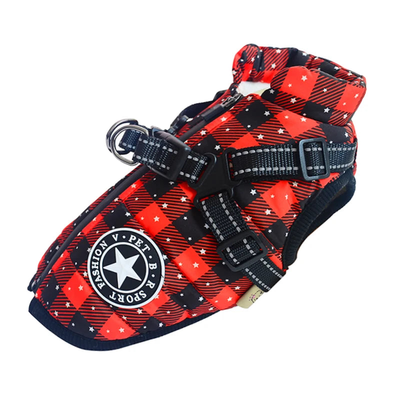Waterproof Winter Dog Jacket with Harness - Warm & Reflective Coat