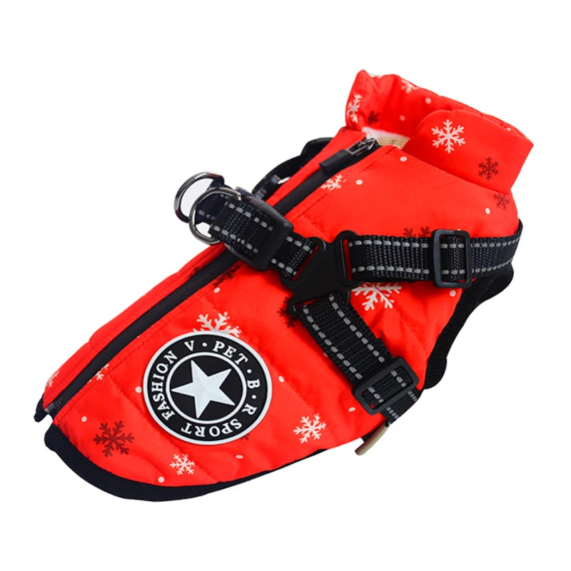 Waterproof Winter Dog Jacket with Harness - Warm & Reflective Coat