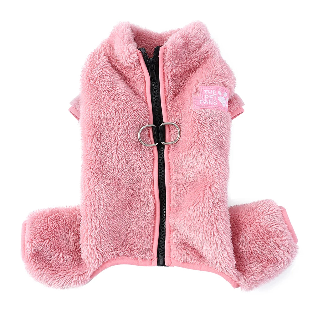 Cozy Fleece Dog Winter Coat with D-Ring & Zipper - Snug Fit for Small Dogs
