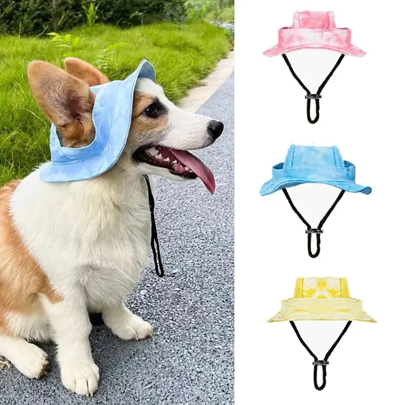 Adjustable Cotton Sun Hat for Dogs & Cats - Ear Holes for Comfort