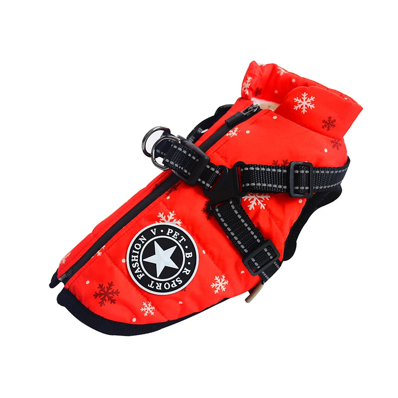 Waterproof Winter Dog Jacket with Harness - Warm & Reflective Coat