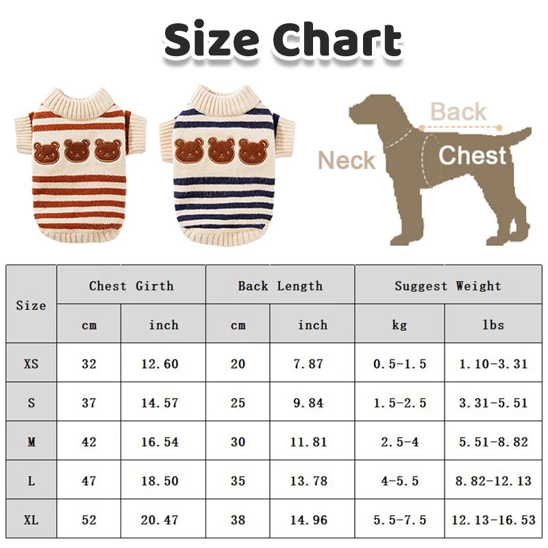 Warm Knitted Bear Print Sweater for Small Dogs - Chihuahua & Yorkie