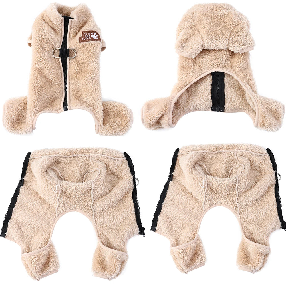 Cozy Fleece Dog Winter Coat with D-Ring & Zipper - Snug Fit for Small Dogs