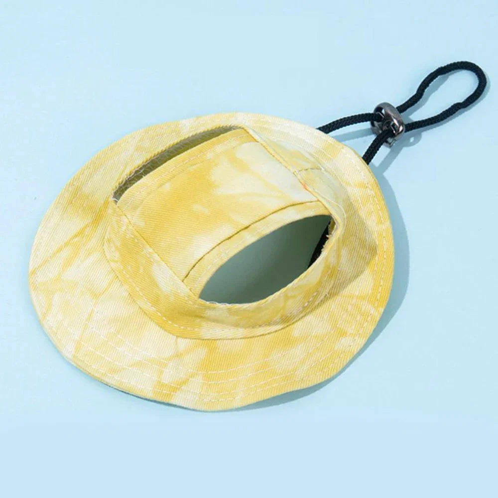 Adjustable Cotton Sun Hat for Dogs & Cats - Ear Holes for Comfort